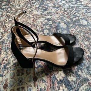 Merona Black Ankle-Strap Block Heel Sandals